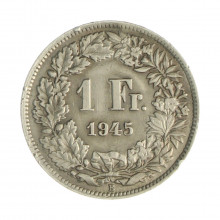 Km#24 1 Franc 1945 B MBC+ Suíça Europa Prata 0.835 23(mm) 4.38(gr)