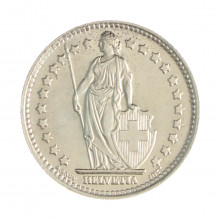 Km#24 1 Franc 1944 B SOB+ Suíça Europa Prata 0.835 23(mm) 4.38(gr)