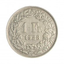 Km#24 1 Franc 1928 B MBC+ Suíça Europa Prata 0.835 23(mm) 4.38(gr)