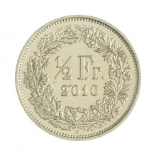 Km#23a.3 ½ Franc 2010 B MBC+ Suíça Europa Cupro-Níquel 18.2(mm) 2.2(gr)