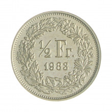 Km#23a.3 ½ Franc 1983 SOB Suíça Europa Cupro-Níquel 18.2(mm) 2.2(gr)