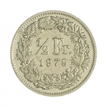 Km#23a.1 ½ Franc 1979 MBC Suíça Europa Cupro-Níquel 18.2(mm) 2.2(gr)