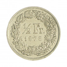 Km#23a.1 ½ Franc 1978 MBC Suíça Europa Cupro-Níquel 18.2(mm) 2.2(gr)