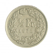 Km#23a.1 ½ Franc 1978 MBC Suíça Europa Cupro-Níquel 18.2(mm) 2.2(gr)