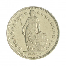 Km#23a.1 ½ Franc 1975 MBC Suíça Europa Cupro-Níquel 18.2(mm) 2.2(gr)