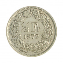 Km#23a.1 ½ Franc 1972 MBC Suíça Europa Cupro-Níquel 18.2(mm) 2.2(gr)