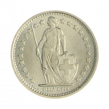 Km#23a.1 ½ Franc 1971 MBC/SOB Suíça Europa Cupro-Níquel 18.2(mm) 2.2(gr)