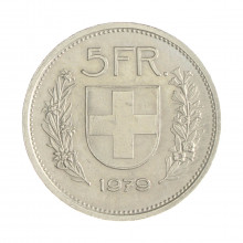 Km#40.a1 5 Franc 1979 MBC Suíça Europa Cupro-Níquel 31.45(mm) 13.2(gr)