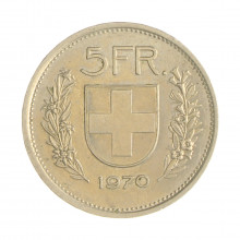 Km#40.a1 5 Franc 1970 MBC Suíça Europa Cupro-Níquel 31.45(mm) 13.2(gr)