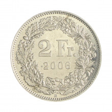 Km#21a.3 2 Franc 2006 B MBC+ Suíça Europa Cupro-Níquel 27.4(mm) 8.8(gr)