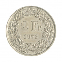 Km#21a.1 2 Franc 1973 MBC+ Suíça Europa Cupro-Níquel 27.4(mm) 8.8(gr)