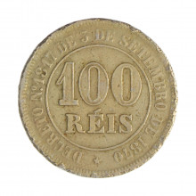 V-010 100 Réis 1880 BC/MBC C/Marca de Verniz Escassa *