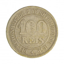 V-004 100 Réis 1874 BC/MBC C/ Marca de Verniz
