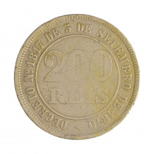 V-017 200 Réis 1874 BC/MBC C/Marca de Verniz