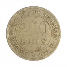 V-016 200 Réis 1871 BC/MBC C/ Marca de Verniz