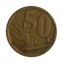 Km#489 50 Cents 2006 MBC África do Sul África Aço com revestimento de bronze 22(mm) 5(gr)