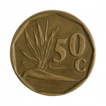 Km#137 50 Cents 1995 MBC+ África do Sul África Aço com revestimento de bronze 22(mm) 5(gr)