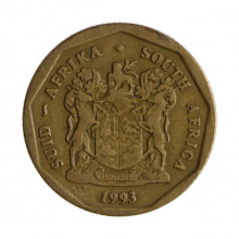Km#137 50 Cents 1993 MBC África do Sul África Aço com revestimento de bronze 22(mm) 5(gr)