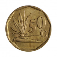 Km#137 50 Cents 1993 MBC+ África do Sul África Aço com revestimento de bronze 22(mm) 5(gr)