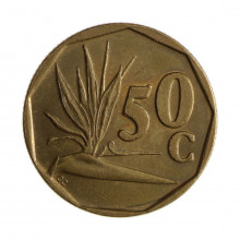 Km#137 50 Cents 1991 MBC+ África do Sul África Aço com revestimento de bronze 22(mm) 5(gr)