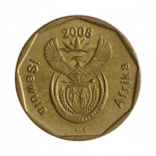 Km#442 20 Cents 2008 MBC+ África do Sul África Aço com revestimento de bronze 19(mm) 3.5(gr)