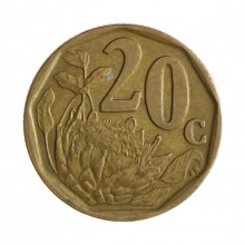 Km#162 20 Cents 1997 MBC África do Sul África Aço com revestimento de bronze 19(mm) 3.5(gr)