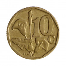 Km#161 10 Cents 1996 MBC África do Sul África Aço com revestimento de bronze 16(mm) 2(gr)