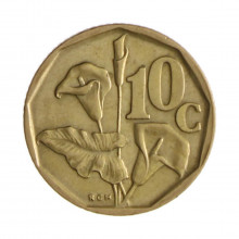 Km#135 10 Cents 1995 MBC+ África do Sul África Aço com revestimento de bronze 16(mm) 2(gr)