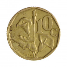 Km#135 10 Cents 1991 MBC África do Sul África Aço com revestimento de bronze 16(mm) 2(gr)