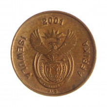 Km#221 1 Cent 2001 MBC África do Sul África Aço com revestimento de cobre 15(mm) 1.5(gr)