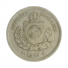 V-031a 100 Réis 1889 MBC C/Marca de Verniz