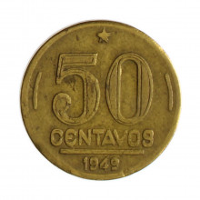 V-216 50 Centavos 1949 BC/MBC Batida Dupla 