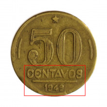 V-216 50 Centavos 1949 BC/MBC Batida Dupla "Anverso"