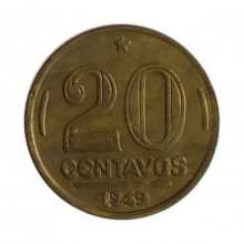 V-207 20 Centavos 1949 MBC Batida Dupla 
