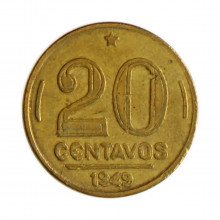 V-207 20 Centavos 1949 BC/MBC Batida Dupla 