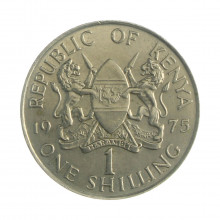 Km#14 1 Shilling 1975 MBC+ Quênia África Cupro - Níquel 27.8(mm) 7.9(gr)