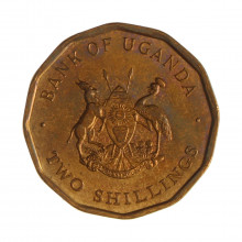 Km#28 2 Shillings 1987 MBC+ Uganda África Aço com revestimento de cobre 24(mm) 8(gr)