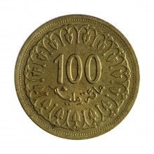 Km#309 100 Milliemes 1960 - (1380) MBC Tunísia África Não magnético Latão 27(mm) 7.5(gr)