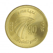 Km#New 50 Qirsh 2022 - (1443) FC Egito África 90 anos da EgyptAir Aço com revestimento de latão 23(mm) 6.5(gr)