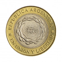 Km#165 2 Pesos 2016 FC Argentina América Bimetálico 24.5(mm) 7.2(gr)