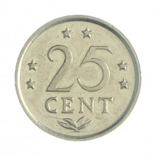 Km#11 25 Cents 1985 MBC+ Antilhas Holandesas América Níquel 20(mm) 3.5(gr)