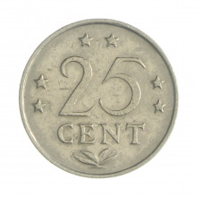 Km#11 25 Cents 1971 MBC Antilhas Holandesas América Níquel 20(mm) 3.5(gr)