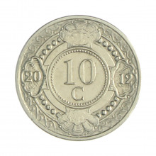 Km#34 10 Cents 2012 MBC/SOB Antilhas Holandesas América Aço com revestimento de níquel 18(mm) 3(gr)