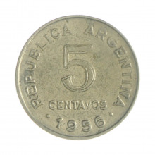 Km#50 5 Centavos 1956 MBC Argentina América Cupro-Níquel 17.2(mm) 2(gr)
