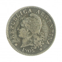 Km#34 5 Centavos 1905 MBC Argentina América Cupro-Níquel 17(mm) 2(gr)