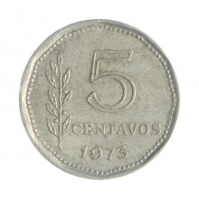 Km#65 5 Centavos 1973 MBC Argentina América  Alumínio 16(mm) 0.9(gr)