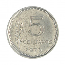 Km#65 5 Centavos 1973 MBC+ Argentina América  Alumínio 16(mm) 0.9(gr)