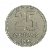 Km#110a 25 Centavos 1996 MBC Argentina América Cupro-Níquel 24.2(mm) 6.1(gr)