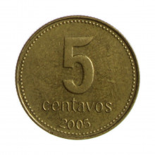 Km#109 5 Centavos 2005 MBC Argentina América Bronze Alumínio 17.2(mm) 2.02(gr)
