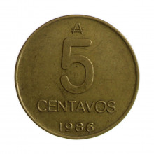 Km#97.2 5 Centavos 1986 A MBC Argentina América Latão 23.1(mm) 4(gr)